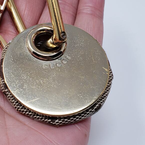 Gucci Bright Brass + Beige Leather Repurposed Keychain - Picture 9 of 10